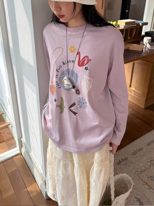 nothe Case布然/NC261620/「沙滩海贝」趣味印花 雪花棉宽松透气防晒罩衫长袖T恤 商品图1