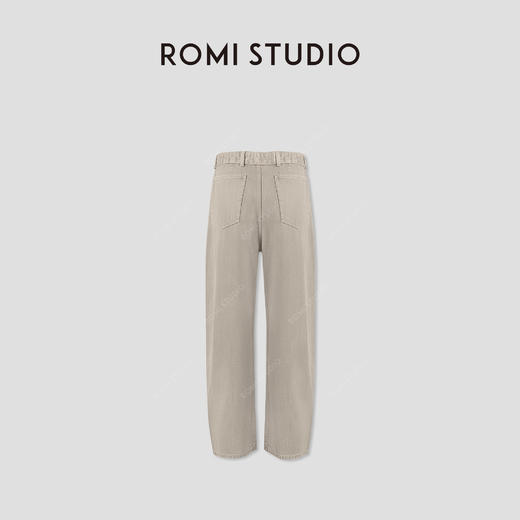 “工装美学”100斜纹牛仔棉宽松弧形腰带牛仔裤431NS042 商品图1