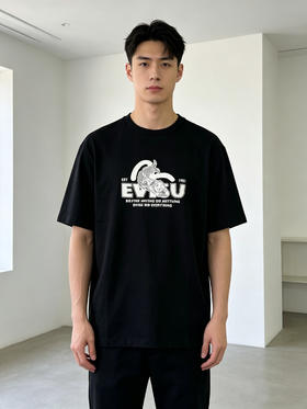 原单，EVISU 锦鲤海鸥标语印花短袖T恤  男女同款   鱼佛短袖