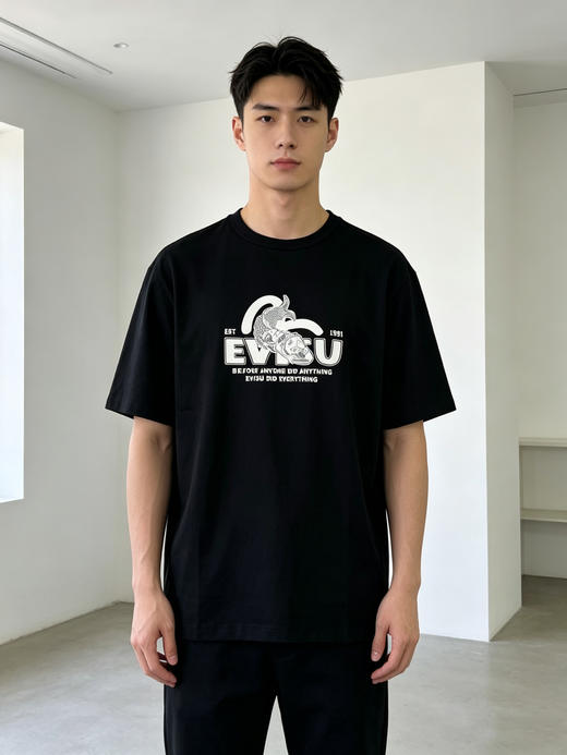 原单，EVISU 锦鲤海鸥标语印花短袖T恤  男女同款   鱼佛短袖 商品图0