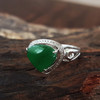 【天然正品】A货翡翠AU750白金镶钻镶天然细腻糯种满绿水滴蛋面翡翠戒指 14.5号（戒圈可改）141125AH16 商品缩略图4