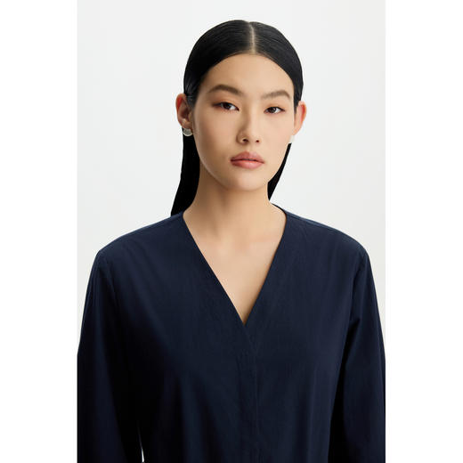 PURE TOUCH女装 26春夏新款V领纯棉连衣裙七分袖衬衫裙过膝中长裙 商品图2