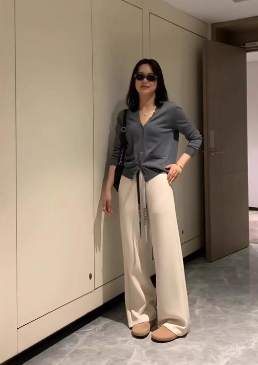 MAX新款抽绳字母飘带窄腿裤莫代尔牛奶丝阔腿直筒裤 商品图12