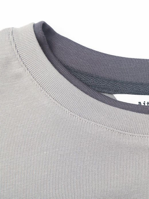 极简通勤假两件撞色圆领 T 恤 坑条肌理 夏季修身显瘦短款辣妹风打底衫 商品图2