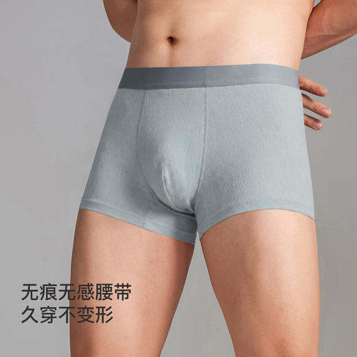 【满3条/6.7折】【秀黛】男冰丝提花无痕平角裤无痕防夹臀U型囊袋平角裤W5330011T【门店同款】 商品图4