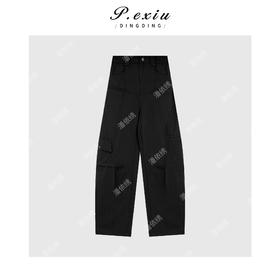 04-3潘依绣丁丁宠粉天丝复古港风弯刀设计口袋工装裤 M8913