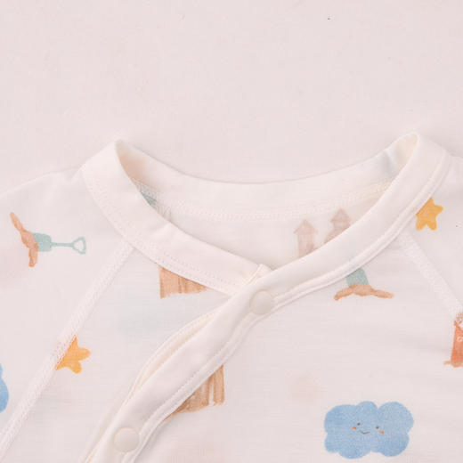 棉果果夏季新品男童女童防蚊5A抗菌莫代尔长袖三角爬服M201710426218 商品图2