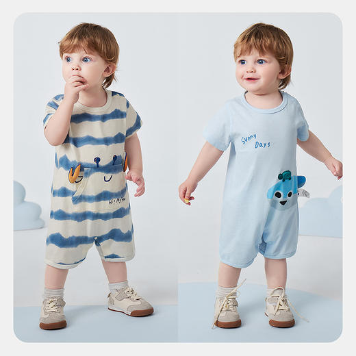 迷你巴拉巴拉婴儿外出连体衣宝宝多巴胺速干爬服亲肤排汗衣2026夏 商品图3