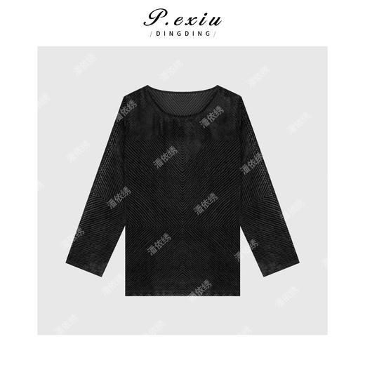 04-4潘依绣丁丁宠粉镂空丝绒植绒松弛高级感长袖T恤 SH1688 商品图1