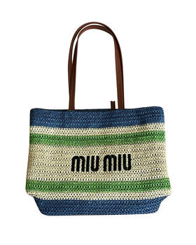 logo刺绣草编包la017