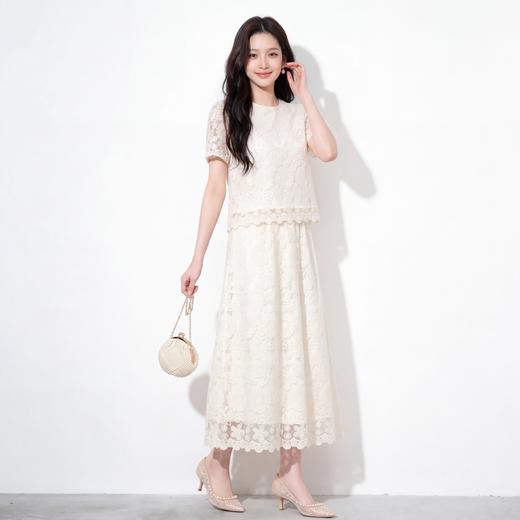 奢姿大码女装2026夏季绣花蕾丝圆领两件套胖妹妹时尚轻奢气质套装9962954736 商品图0