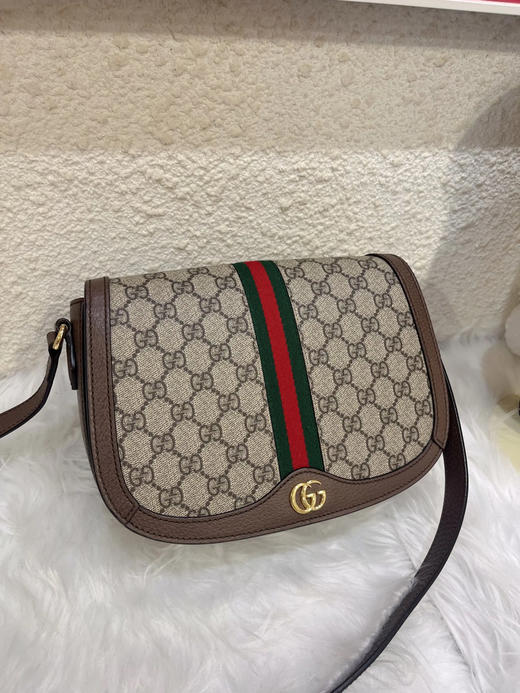 GUCCI Ophidia 乌木色 老花拼皮 中号 邮差包 商品图0