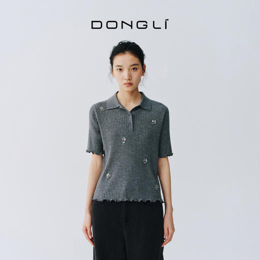 东黎 • 那个夏天 那片庄园 星星海棠 山羊绒女士春夏刺绣翻领半袖 6047 商品图1