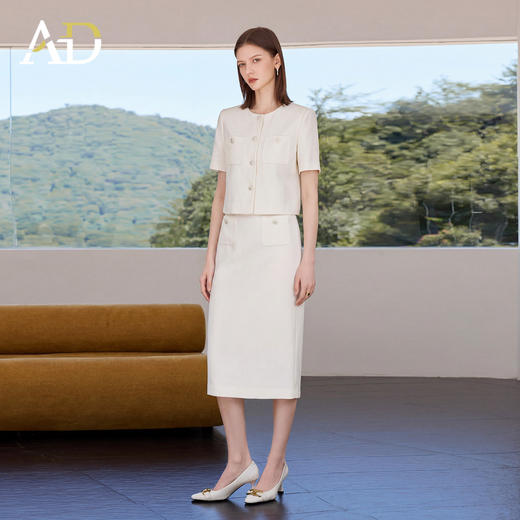 AD高端品牌短袖西装套装女夏2026新款高级感高知得体穿搭职场半裙 商品图2