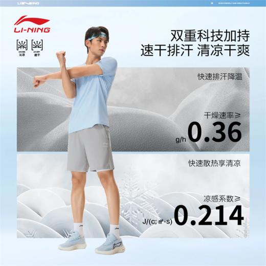 李宁男子速干凉爽冰感舒适健身系列针织运动短裤AKYW041 商品图1