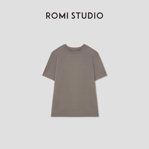 ROMI STUDIO 百搭宽松圆领休闲纯色简约打底短袖T恤女RWCRSM1715 商品图0