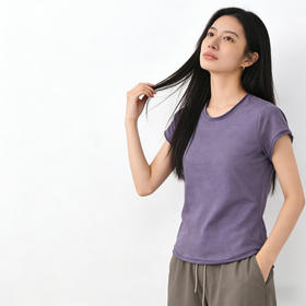 3-7天发货【QINGFAN雪花复古短袖】雪花肌理面料 软糯亲肤 自带高级松弛感 修饰脸型小U领 不规则卷边设计 复古感满满MWX