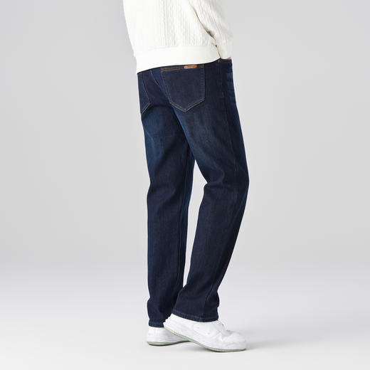 GXG男装秋冬季时尚简约后袋皮牌点缀男士牛仔直筒长裤K&C 商品图12