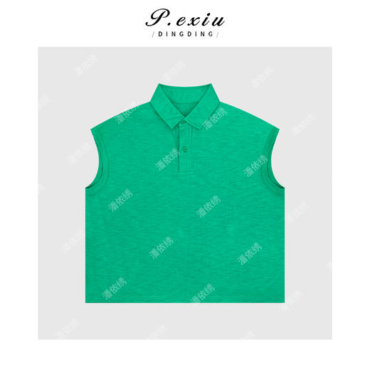 04-3潘依绣丁丁宠粉【薄荷气泡】100%棉Polo领小飞袖百搭T恤W-63023 商品图1