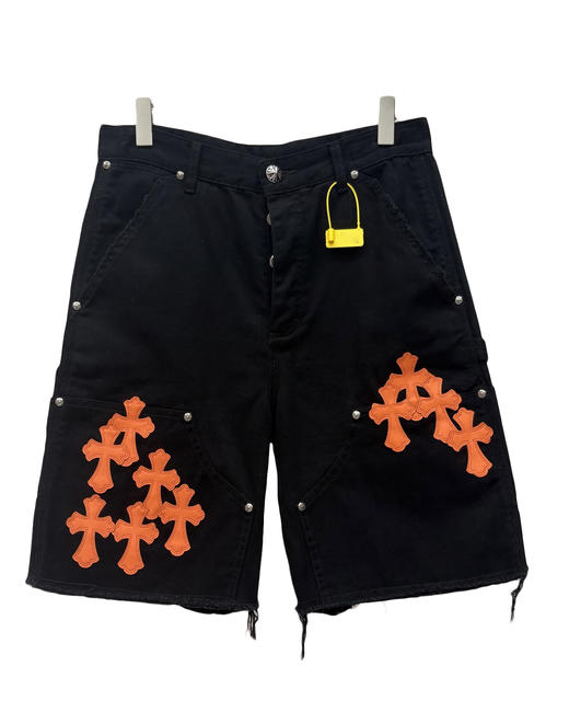 男款刺绣毛边休闲短裤he009 商品图0