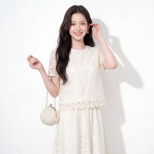 奢姿大码女装2026夏季绣花蕾丝圆领两件套胖妹妹时尚轻奢气质套装9962954736 商品图4
