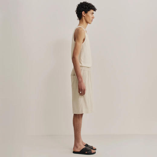 A Kind of Guise SALEH SHORTS 意大利制未染色亚麻丝绸混纺短裤 商品图1