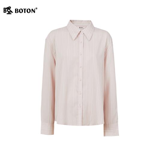 波顿女士春季慵懒自愈 宽松条纹全开襟落肩长袖衬衫LS171126D 商品图6