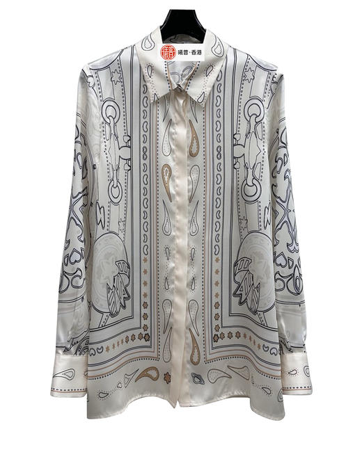 女款丝质印花长袖衬衫 可配套装ba 商品图0