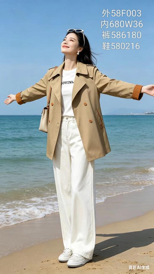 58F003秋款拼色一手长风衣 商品图0