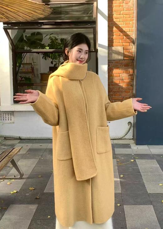 【门店同款】ENJOY冬季韩系带围巾长款大衣 166793848 商品图5