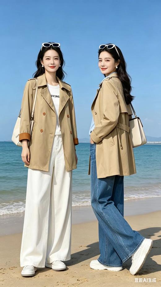 58F003秋款拼色一手长风衣 商品图5