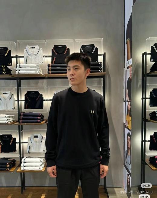 麦穗fred perry 经典百搭长袖圆领套头长袖T恤 商品图3