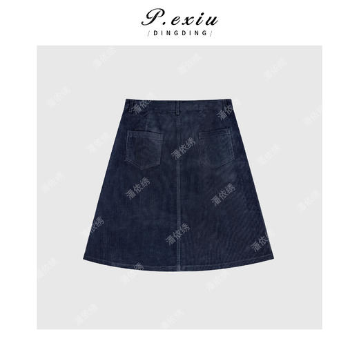 04-4潘依绣丁丁宠粉时髦高级感灯芯绒不规则半身裙Q36415 商品图1