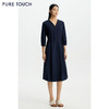 PURE TOUCH女装 26春夏新款V领纯棉连衣裙七分袖衬衫裙过膝中长裙 商品缩略图0