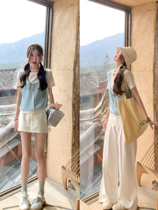 <曾小咸推荐>4.12现货秒杀 ！微信超特价！韩系背心假两件针织短袖 日常149.99 立减70 秒杀79.99！！ 商品图12