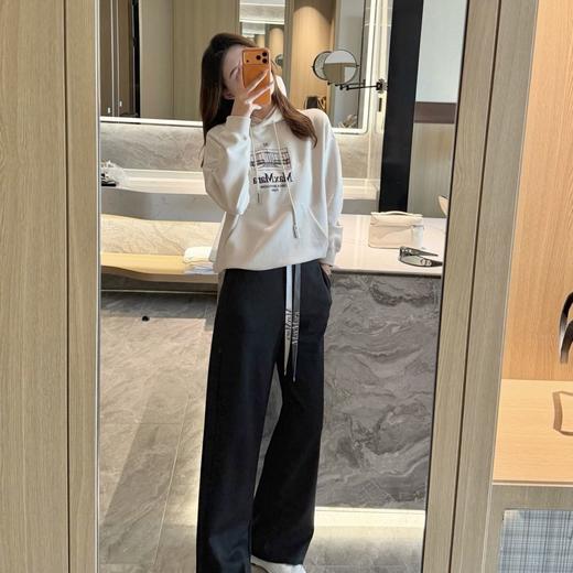 MAX新款抽绳字母飘带窄腿裤莫代尔牛奶丝阔腿直筒裤 商品图11