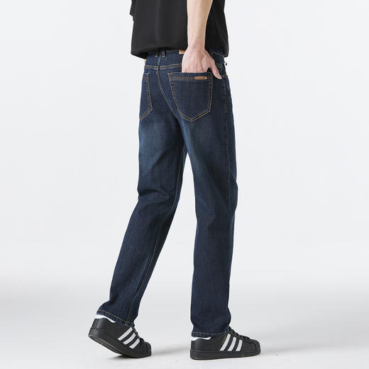 GXG男装秋冬季时尚简约后袋皮牌点缀男士牛仔直筒长裤K&C 商品图10