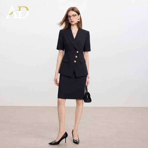 AD正式场合短袖西装套装女夏季2026新款高级感高知得体职业装半裙 商品图0