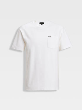 callisto白色重磅纯棉时尚立体提花肌理T恤