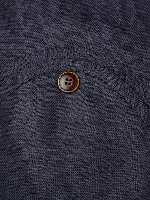 夏季透气藏青色 V 领无袖马甲女亚麻材质宽松显瘦复古风通勤外搭叠穿背心 商品图3