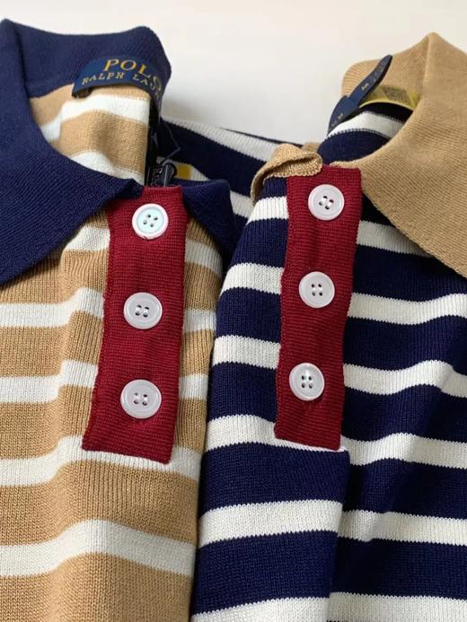 【xjwm1】贵子新款女士时尚条纹针织翻领短袖T恤！！ 商品图2