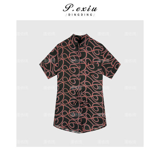 04-3潘依绣丁丁宠粉【夏日音符】100%亚麻复古音符印花时髦连体裤M8692 商品图1