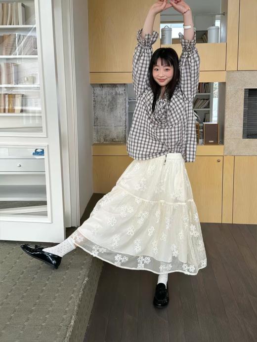 nothe Case布然/NC261809/「花影旅行」浪漫双层 重工立体绣花A摆 半身蛋糕纱裙 商品图0