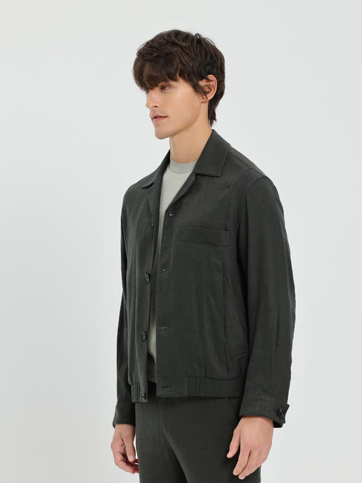 callisto深灰丝麻毛面料松弛古巴领松弛复古外套 商品图3