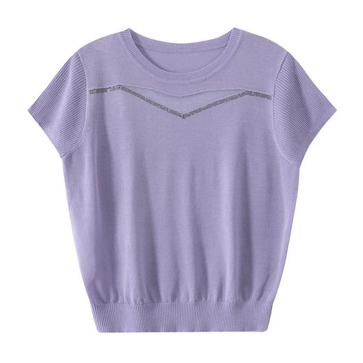 「自」全新升级【铂金会员174/天猫229/差价55】(03626)洛诗琳设计感镂空冰丝针织短袖女2026新款宽松圆领显瘦T恤 商品图4