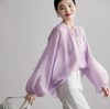 被问爆的温柔紫!!【LONGNVFAIR亚麻V领飘带花苞袖衬衫】这件花苞袖衬衫把春天穿在身上，微透亚麻料太绝了!! 商品缩略图1