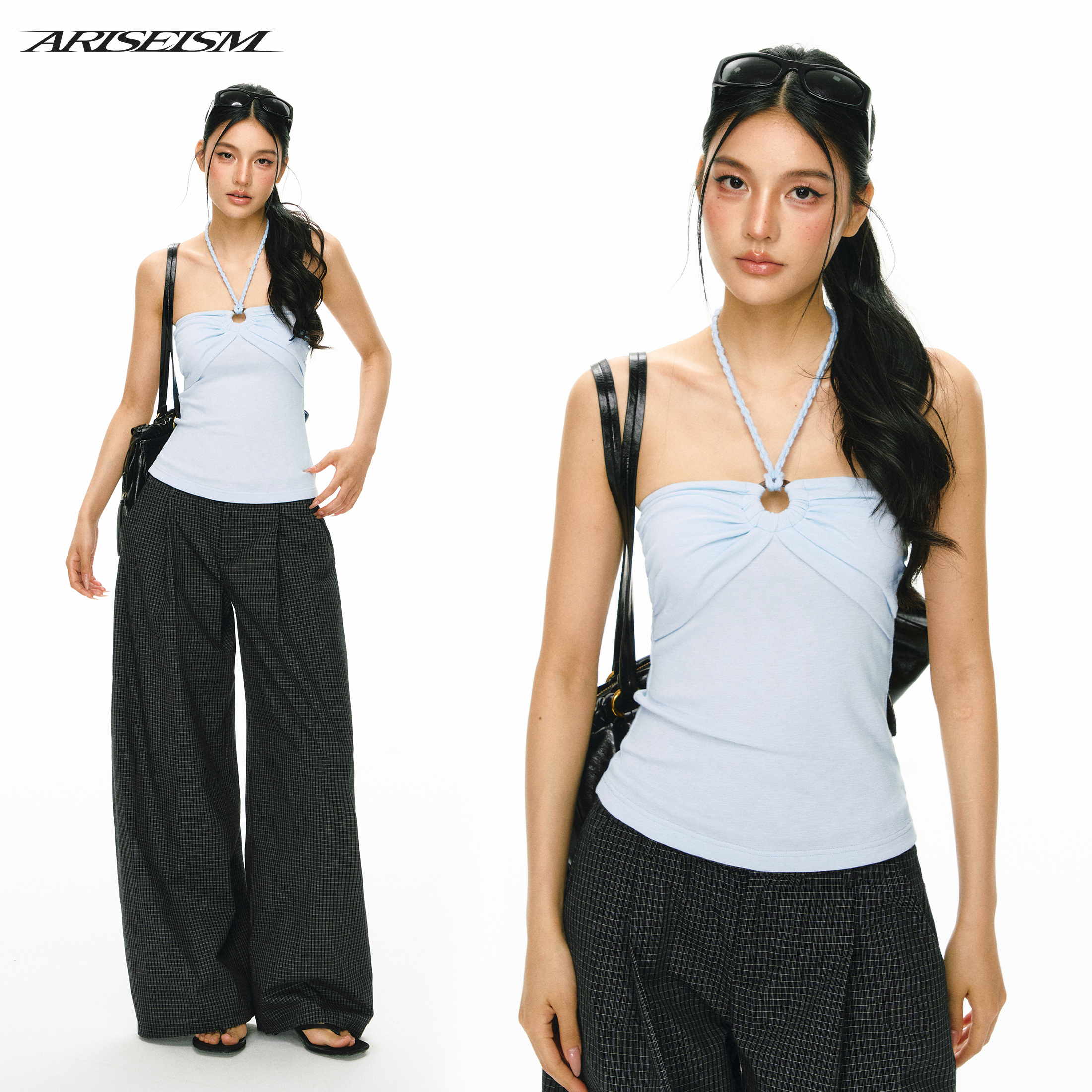 Ariseism 美式复古设计感挂脖吊带女夏季新款外穿上衣