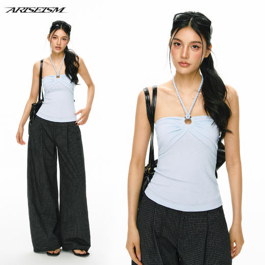 Ariseism 美式复古设计感挂脖吊带女夏季新款外穿上衣 商品图0