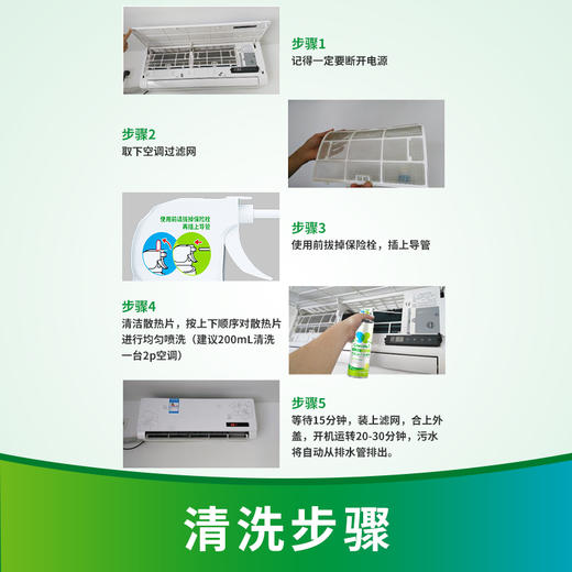 ⁴【发2瓶】空调清洁清洁剂 季铵盐配方 消毒杀菌 清洁祛异味 500ml/瓶 YC04-CR-BDT 商品图11