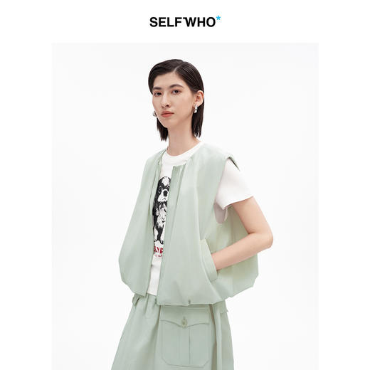 SELFWHO棉混纺无袖花苞马甲套装女2026夏季新款宽松叠穿背心上衣 商品图3